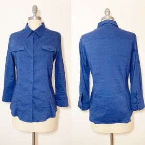 Theory Button  Blouse Linen Blend size medium